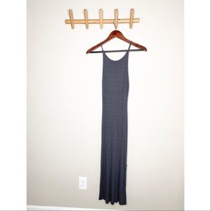 Ribbed bodycon gray midi dress